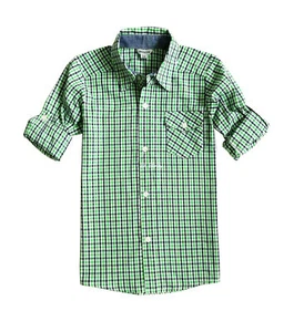 Bienzoe Boys Button Down Shirt Roll Up Kids Plaid Cowboy Cotton Dress Tops - Picture 1 of 146