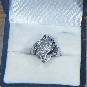 925 Sterlingsilber Vintage Diamant Cocktail Cluster Bypass Ring Größe 6 - Bild 1 von 15