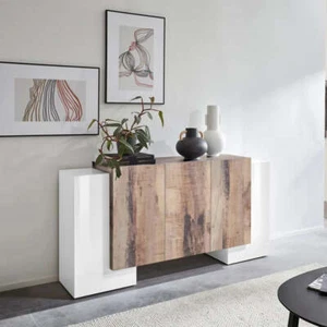 Credenza moderna Pillon con 2+3 ante battenti in bianco acero pereira - Foto 1 di 3