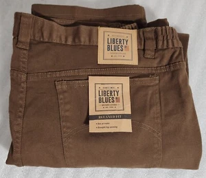 LIBERTY BLUES MENs Brown DENIM STRETCH WAIST JEANS 44x31 Big NWT See Description - Picture 1 of 10