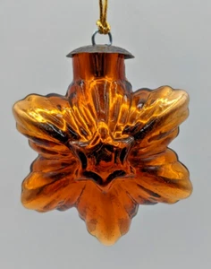 Vintage Kugel Midwest Ornament Glas Gold Stern Weihnachten Urlaub schwer gelb - Bild 1 von 5