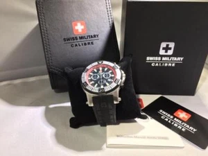 Swiss Military Calibre Men's Hawk Chrono Black Dial / Red Inner Bezel Watch - Picture 1 of 9