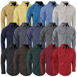 Chamois Shirt Mens Flannel HEAVYWEIGHT Rugged Washed Workwear Assorted Pockets - Picture 1 of 49