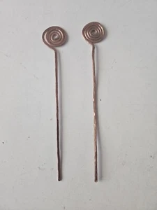 2 Copper Hair Sticks Handmade Spirals 5" MI Renaissance Festival Vtg - Picture 1 of 4