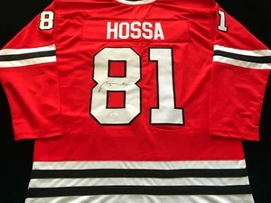 Camiseta deportiva roja de hockey de Chicago autografiada de Marian Hossa firmada con certificado de autenticidad - Imagen 1 de 3