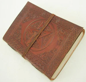 5X7 Pentagram Leather Bound Mens Writing Journal Diary Celtic Embossed Notebook - Picture 1 of 6