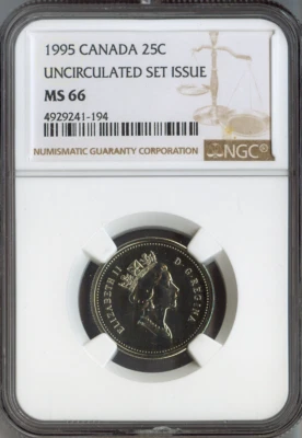 1995 Canada 25 Cents NGC MS66 Quality - Image 1 of 2