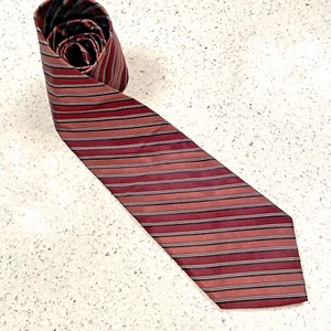 DKNY 100% Silk Men’s Tie Brown Mauve 58" x 3.75 Woven Stripes  - Picture 1 of 7