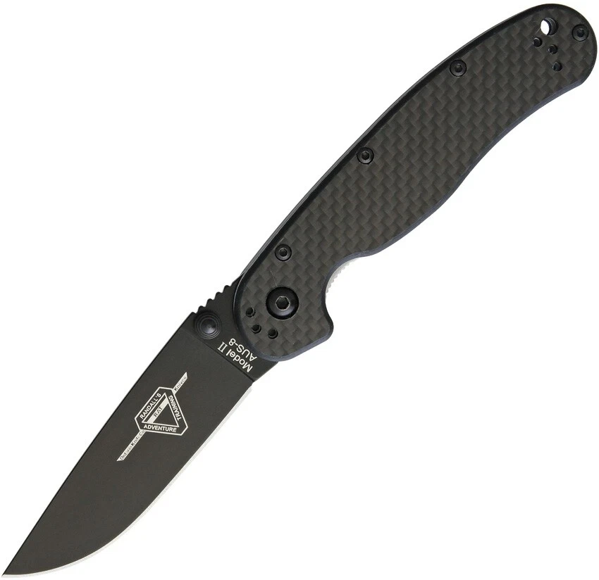 Ontario RAT II Folding Knife 3" AUS-8 Steel Drop Point Blade Carbon Fiber Handle - Image 1 of 1