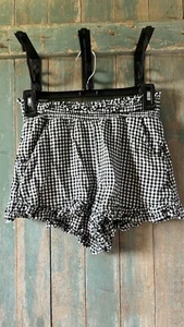 Vanilla Star Junior Small Black And White Checkered Shorts With Elastic Waist - Picture 1 of 5