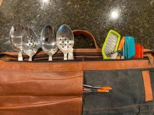 Genuine Natural Leather Knife Culinary Bag Carry Storage Chef Organiser (Brown) - Picture 1 of 11