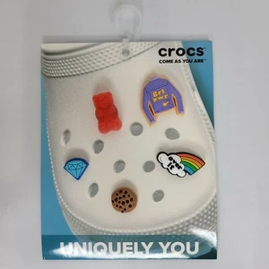 Crocs Jibbitz Charms 5-Pack Get Over It PRIDE GIRL POWER COOKIE Rainbow Diamond - Picture 1 of 8