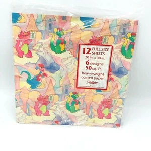 Papel de regalo Artfaire años 80 para todas las ocasiones 50 pies cuadrados 6 diseños 20 x 30 dinosaurios - Imagen 1 de 11