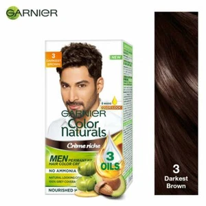 Garnier Color Naturals Men Permanent Hair Color Shade 3 Darkest Brown - 60 gm - Picture 1 of 3