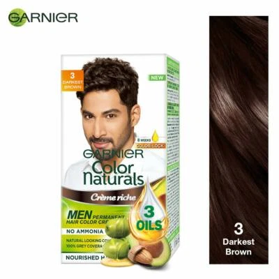Color de cabello permanente Garnier Color Naturals para hombre 3 marrón más oscuro - 60 gm Foto 1 de 3