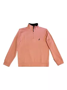 Nautica Men's Solid 1/4 Zip Fleece Long Sleeve Pullover Sweatshirt Rosette, M - Picture 1 of 1