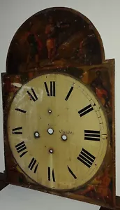 ANTIQUE SCOTTISH GRANDFATHER CLOCK DIAL DUNDEE HAND-PAINTED COUNTRY SCENES - Picture 1 of 12