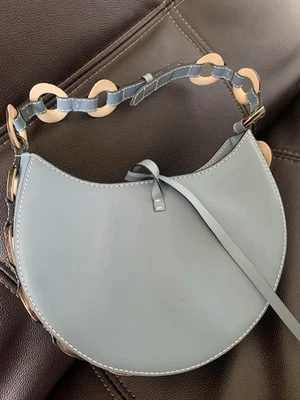 Bolso Cartera Ballen Half Moon en Cuero Azul Claro Foto 1 de 4