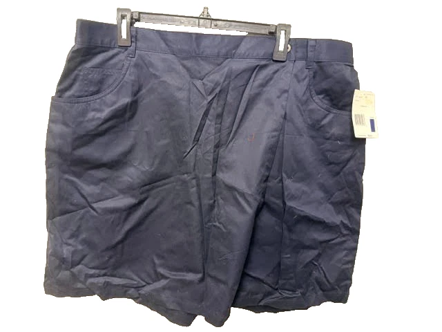 Liz Claiborne By Elisabeth Essentials Shorts Womens 20W Blue Cotton Wrap Button - Image 1 of 4