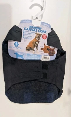 Brawny Canvas Dog Coat Charcoal Gray Leash Access Wind & Water Resistant XS 0256 - Image 1 of 3