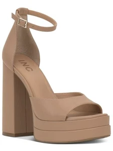 INC Womens Beige 1-1/2" Platform Arya Round Toe Block Heel Heeled Sandal 8.5 M - Picture 1 of 8