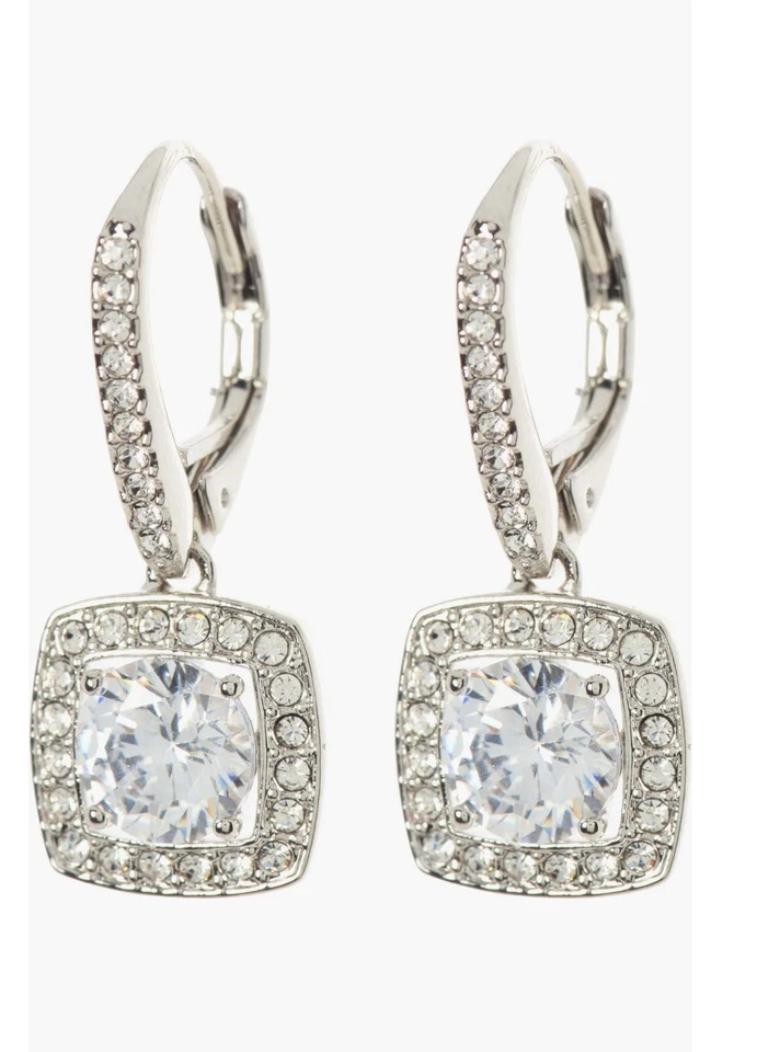 Pendientes Nadri Cuadrados Halo Circonita cúbica Pavé Gota Palanca, Oro o Plata, Nuevos con Etiquetas $45 Foto 1 de 1