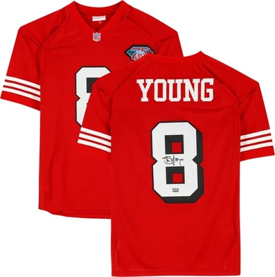 Camiseta deportiva Mitchell & Ness roja firmada por Steve Young de los 49ers de San Francisco auténtica Foto 1 de 4