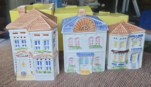 1989 VINTAGE 3 AVON Keramik STADTHAUS KANISTER SAMMLUNG klein mittel groß - Bild 1 von 23