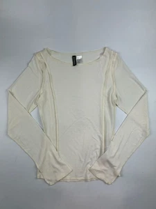 Divided Women's S Ivory Semi Sheer Long Sleeve T-Shirt - Imagen 1 de 3