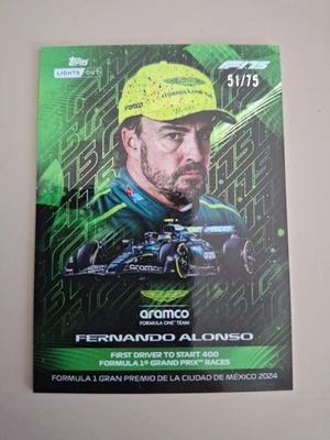 2025 Topps Lights Out Formula 1 - Fernando Alonso - F1 Records Green - **51/75** - Image 1 of 2