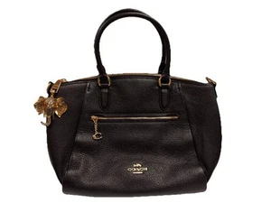 COACH ELISE PEBBLE LEATHER SATCHEL/SHOULDER BAG IN BLACK Missing Long Strap - Picture 1 of 7