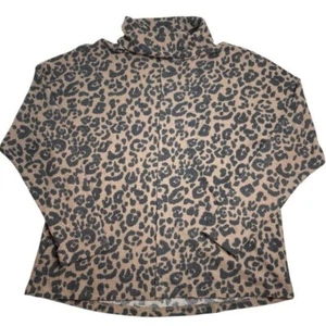 Vince Camuto Leopard Print Long Sleeve Waffle Knit Turtleneck Sweater Small - Picture 1 of 5