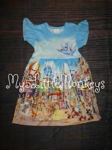 NEW Boutique Disney Land Cartoon Characters Girls Sleeveless Dress - Picture 1 of 3