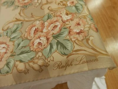 Polo Ralph Lauren ROSA FLORAL Crema Beige SEDA Diseñador Cuadrado Bufanda 35" Foto 1 de 4