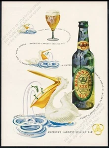 Arte de captura de peces de pelícanos 1949 Ballantine's Ale anuncio impreso vintage - Imagen 1 de 7