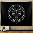 Satanic Pentagram Tapestry For Bedroom, Baphomet Statue Art Goat Head Skull Paga
