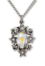 SALE! Mystical Stars & Moons with Faceted Crystal Silver Finish Necklace NK-425