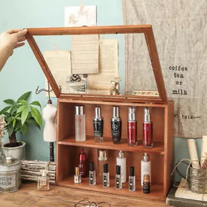 Desktop Small Bookcase Wooden Storage Shelves Makeup Cabinet Case Organizer uk - Picture 1 of 12