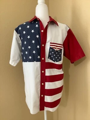Camisa Red Head Brand Co Botón Frontal Para Hombre Roja Blanca Azul Bandera Americana Talla S Foto 1 de 4