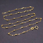 Pure Solid 18K Yellow Gold Mini Beads O Chain Link Necklace 16"L 1.65g