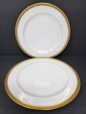 Set of 2 Haviland & Co Schleiger 586 Luncheon Plates White China Gold Trim