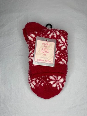 JCPENNEY NUEVO Calcetines Mujer OSFM Rojo Copo de Nieve Cómodos Suave Invierno Cómodos Foto 1 de 2