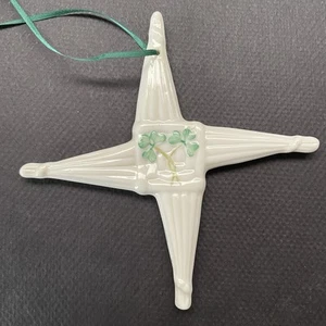 Vintage Belleek St Brigid’s Cross Irish Porcelain Christmas Ornament Shamrocks - Picture 1 of 3