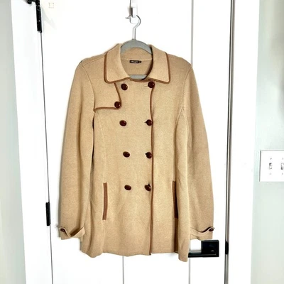 J. McLaughlin желтовато-коричневый двубортный хлопок модальное пальто старые деньги опрятный сплетни девочка - Изображение 1 из 4
