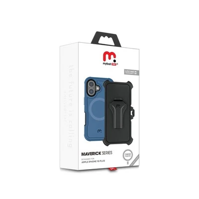 Funda Maverick Series iPhone 16 Plus con Clip para Cinturón Azul con Cristal Templado Foto 1 de 4