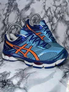 Asics Shoes Women’s Size UK 4 Running Gym Blue Orange Trainers Gel Cumulus 16 - Picture 1 of 9