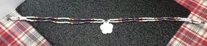 BEADED NECKLACE, CARVED-SHELL FLOWER DESIGN, 24", SEED BEADS, ARTISTIC BEADWORK! - Picture 1 of 20