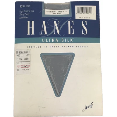 Pantimedias Hanes Ultra Silk Control Top Sandalia 850 Gris Niebla Talla AB 1988 De Colección Foto 1 de 2