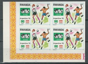 FRENCH RWANDA WORLD CUP FOOTBALL SOCCER MNH IMPERFORATE X4 STAMPS LOT (RAW 560) - Picture 1 of 1