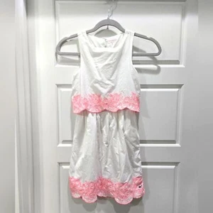 VINEYARD VINES WEISS ROSA STICKEREI ETUIKLEID ÄRMELLOS MÄDCHEN SMALL 7-8 - Bild 1 von 13